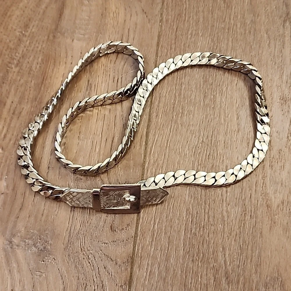 Vintage Accessocraft Belt Silver 80s Coil Chain Hook Closure No Stretch…
